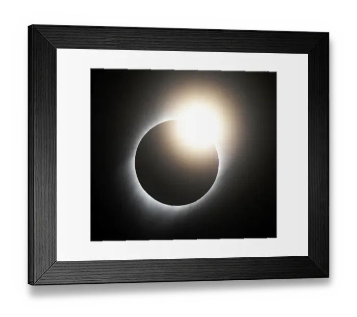 Framed Print : Great American Eclipse Diamond Ring Affect
