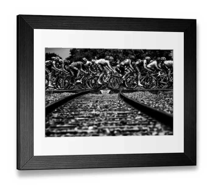 Framed Print : Cycling-Fra-Tdf2017-Pack-Black and White Framed Print : Cycling-Fra-Tdf2017-Pack-Black and White