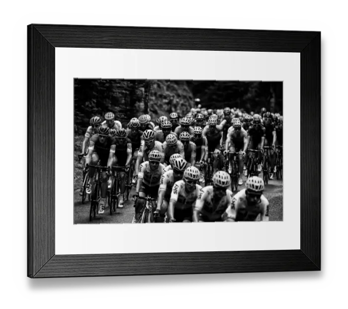 Framed Print : Cycling-Fra-Tdf2017-Pack-Black and White