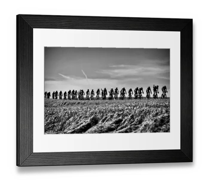 Framed Print : Cycling-Fra-Tdf2017-Pack-Postcard-Black and White Framed Print : Cycling-Fra-Tdf2017-Pack-Postcard-Black and White