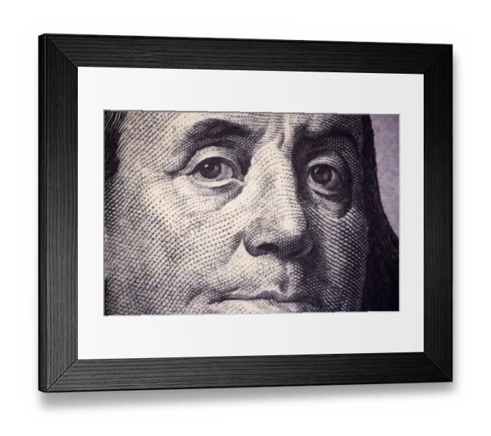 Framed Print : Benjamin Franklin Close-up