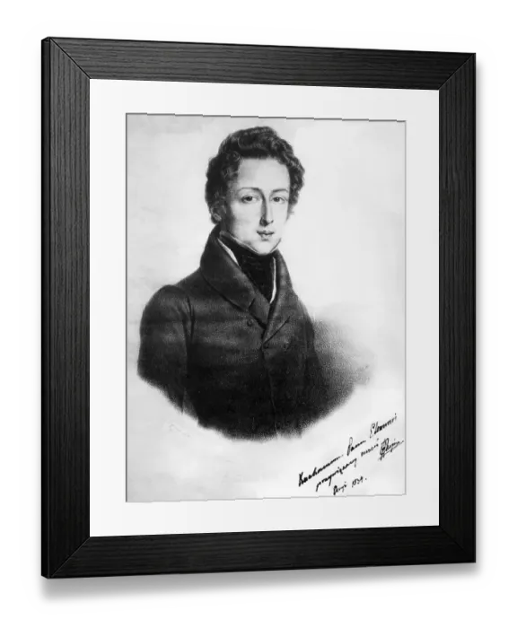 Framed Print : Chopin Headshot Etching Framed Print : Chopin Headshot Etching