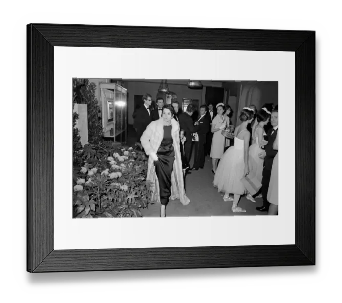 Framed Print : French dancer Zizi Jeanmaire arriving at the Champs-Elysees Theater