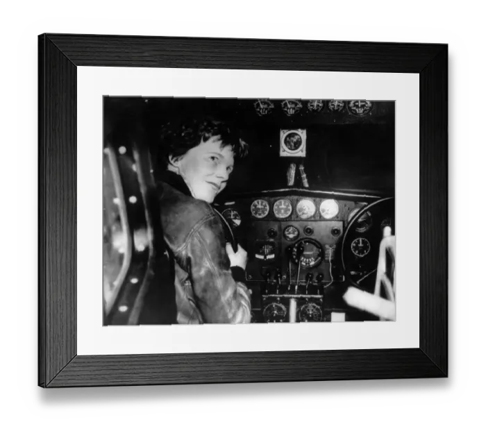 Framed Print : Amelia Earhart at the controls of her plane Framed Print : Amelia Earhart at the controls of her plane