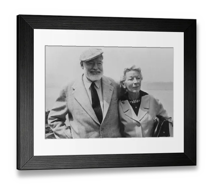 Framed Print : American writer Ernest Hemingway with his wife on board the Constitution