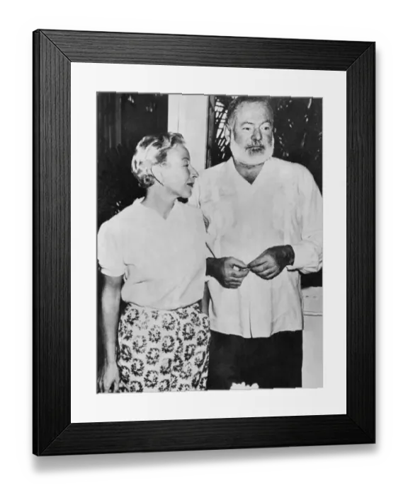 Framed Print : American writer Ernest Hemingway with his wife Mary Welsh Framed Print : American writer Ernest Hemingway with his wife Mary Welsh