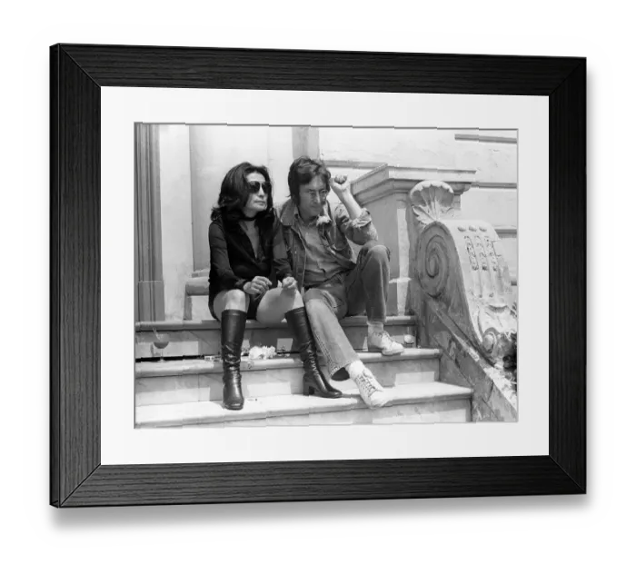 Framed Print : Music legend John Lennon Yoko Ono Pose Cannes 1971 Framed Print : Music legend John Lennon Yoko Ono Pose Cannes 1971