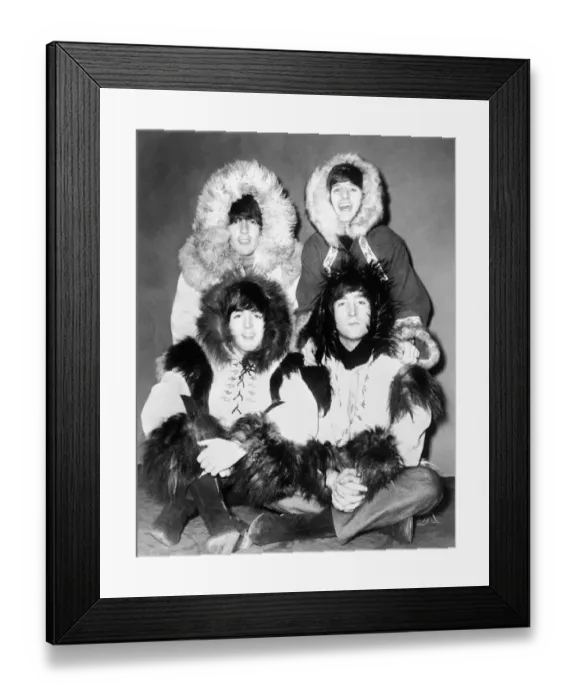 Framed Print : Beatles Modelling Christmas Nostalgic Suits