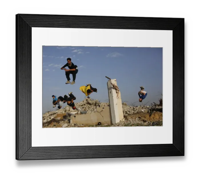 Framed Print : Palestinian-Israel-Conflict-Gaza-Parkour Framed Print : Palestinian-Israel-Conflict-Gaza-Parkour