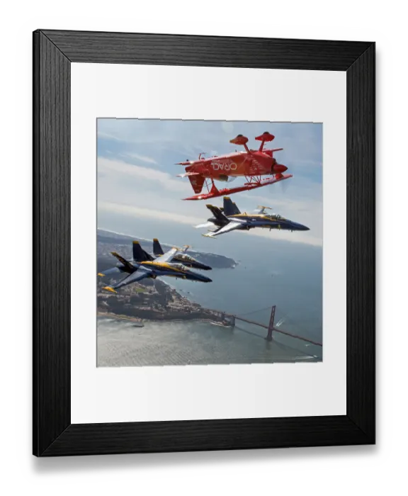 Framed Print : Team Oracle stunt pilot Sean Tucker (above) flies near the Golden Gate Bridge along with three U Framed Print : Team Oracle stunt pilot Sean Tucker (above) flies near the Golden Gate Bridge along with three U