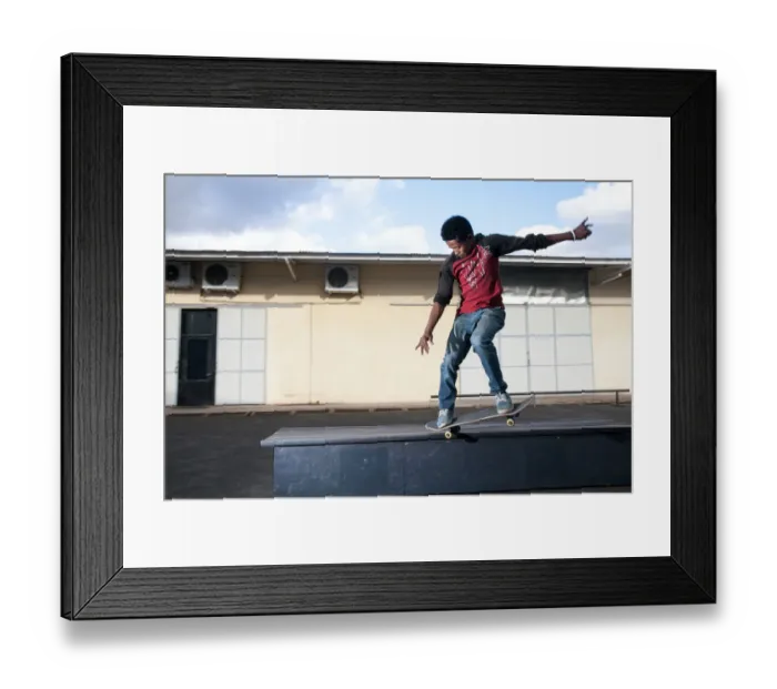 Framed Print : Malagasy skater Lofo, 20, rides and trains at the skateboarding ground especially