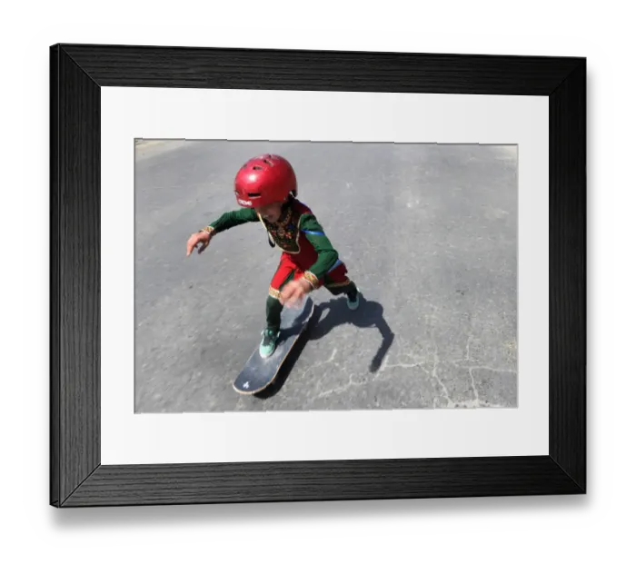 Framed Print : Afghanistan-Unrest-Skateboard Framed Print : Afghanistan-Unrest-Skateboard