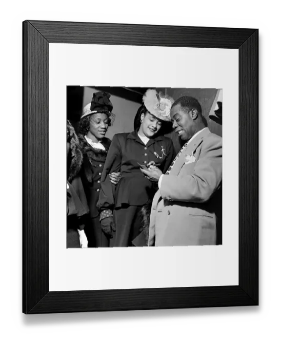 Framed Print : Louis Armstrong signing for fans Framed Print : Louis Armstrong signing for fans