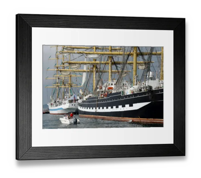 Framed Print : This picture taken on September 27, 2013 shows the Mir (L) and the Krusenstern