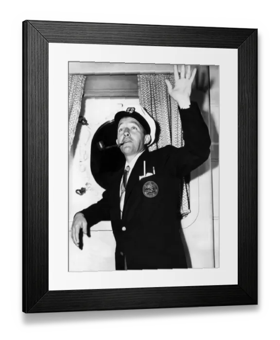 Framed Print : Bing Crosby Poses on the Queen Elizabeth Liner Framed Print : Bing Crosby Poses on the Queen Elizabeth Liner