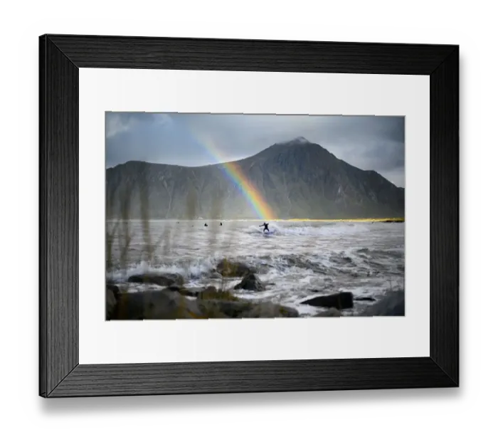Framed Print : Surfing-Norway-Lofoten-Arctic Circle