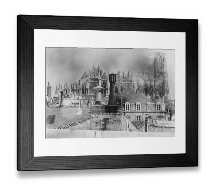 Framed Print : France-Religion-Cathedral-Reims-Black and White Framed Print : France-Religion-Cathedral-Reims-Black and White