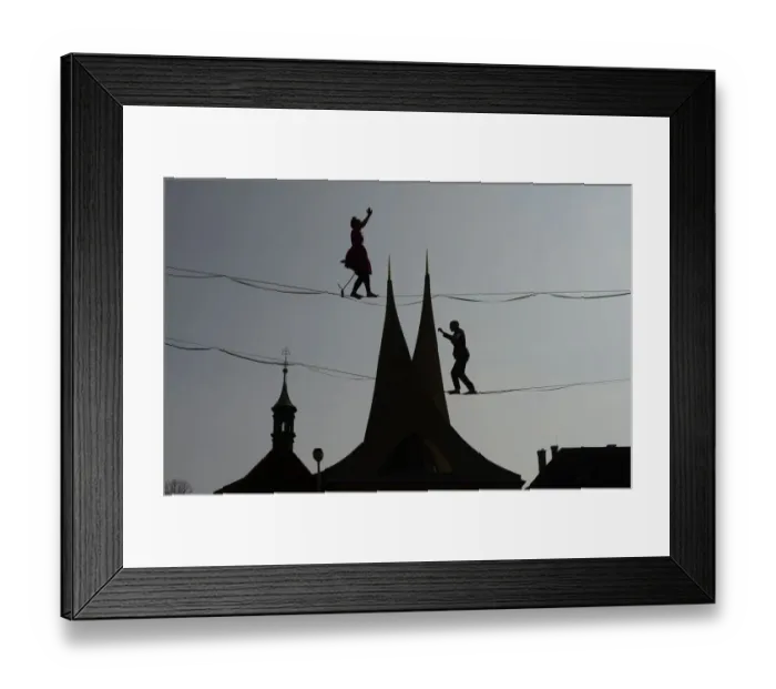 Framed Print : Prague-Politics-Health-Tightrope-Offbeat Framed Print : Prague-Politics-Health-Tightrope-Offbeat