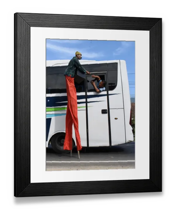 Framed Print : Stilts-Bus-Offbeat-Indonesia Framed Print : Stilts-Bus-Offbeat-Indonesia