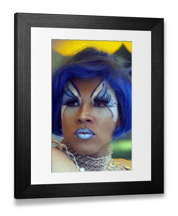 Framed Print : Mexico-Parade-Pride-Blue-Portrait-Face Framed Print : Mexico-Parade-Pride-Blue-Portrait-Face