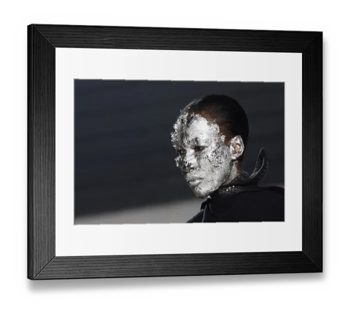 Framed Print : Paris-Model-Silver-Face-Portrait