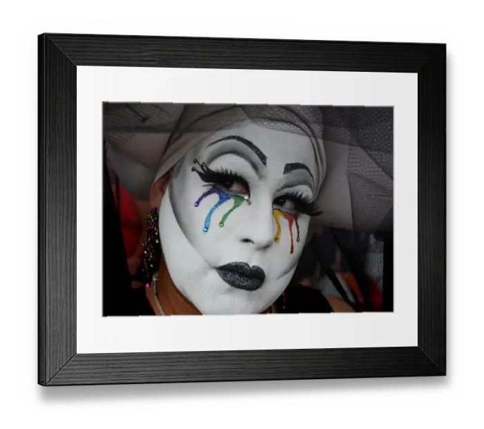 Framed Print : Usa-Gay Pride-Face-Portrait-Colour Framed Print : Usa-Gay Pride-Face-Portrait-Colour
