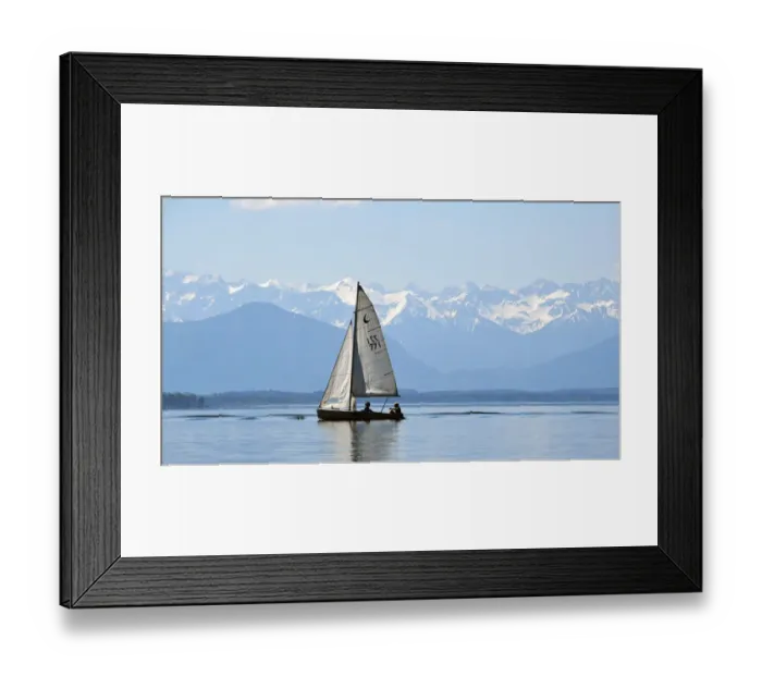 Framed Print : Sail boat on lake Starnberger See against Alps panorama Framed Print : Sail boat on lake Starnberger See against Alps panorama
