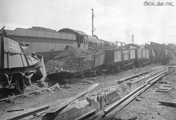 Air raid damage to goods wagons at Newton Abbot Station in 1940