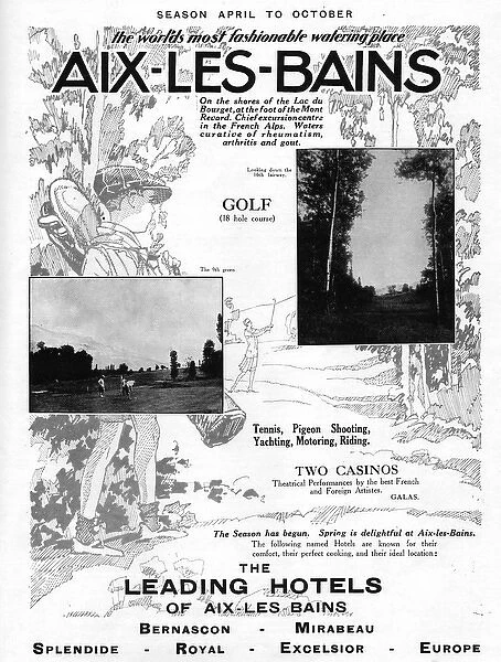Advert for Aix Les Bains, France (1927)