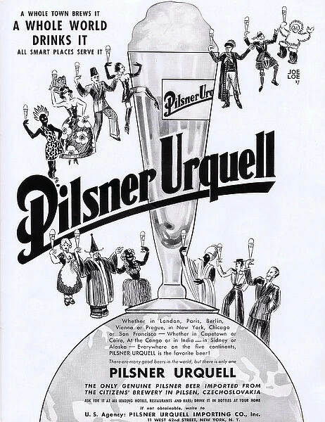 Advert for Pilsner Urquell, New York, 1934