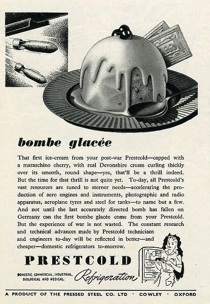 Advert for Prescold, bombe glacee icecream