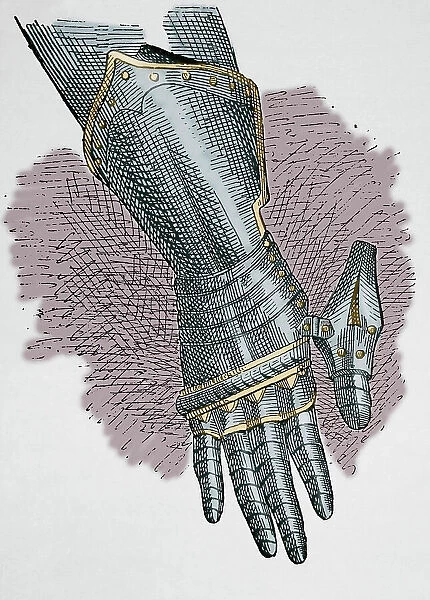 Armour. Gauntlet. Engraving. Museo Militar, 1883
