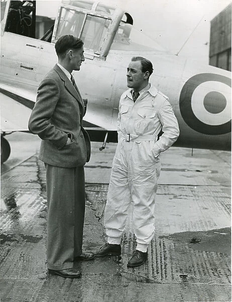 Boulton Paul Chief Test Pilot, A. E. Gunn, with his assistant