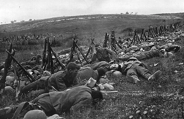British troops bivouacked before attack on the Somme, WW1
