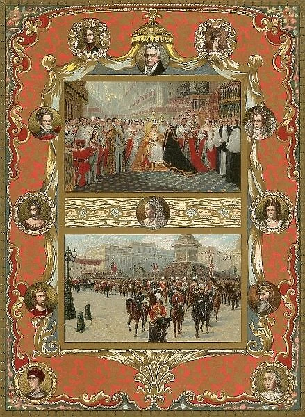 Colour plate showing the coronation of Queen Victoria