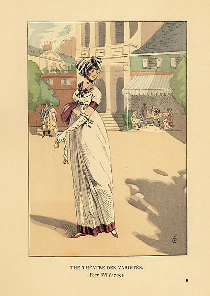 Fashionable woman in front of the Theatre des Varietes