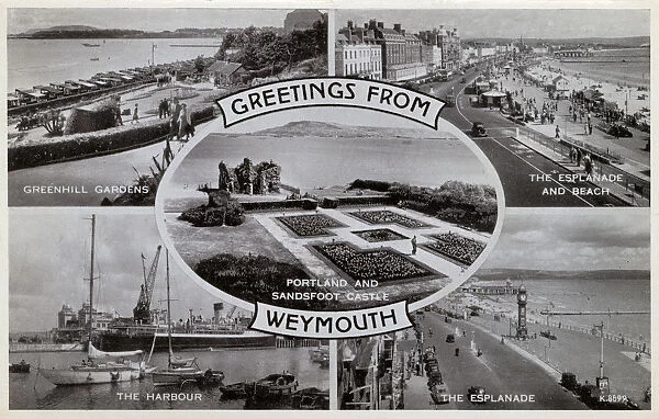 Greetings from Weymouth, Dorset - Multiple view postcard