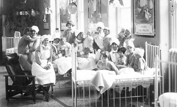 Group of nurses and children, Royal Victoria Hospital