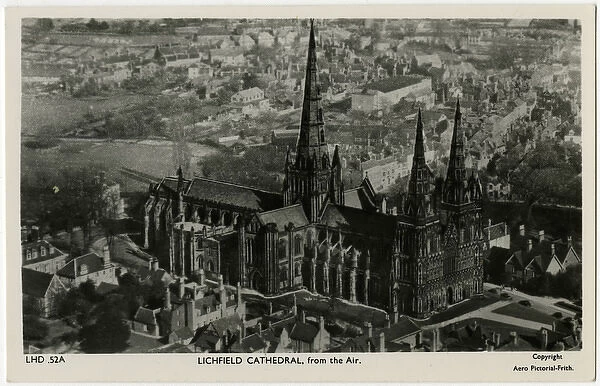 Lichfield Cathedral from the air - Lichfield, Staffordshire