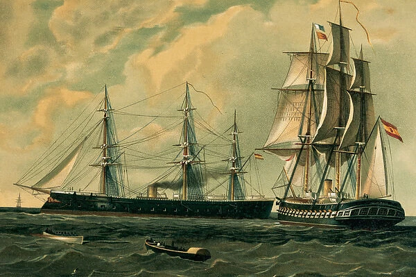Mixed ship propulsion (sail and steam), and Spanish naval sh