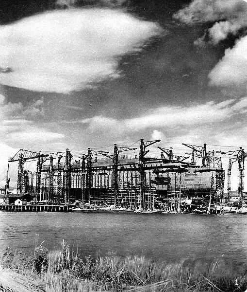 R. M. S. Queen Mary under construction, Clydebank, September