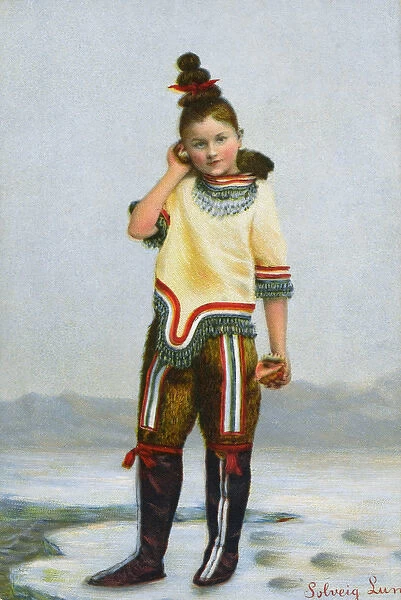 A Saami girl in traditional costume - Norway