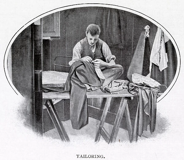 A Tailor at work. Date: 1900