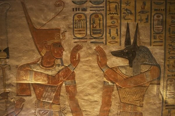 Tomb of Amen Khopshef. God Anubis on the right. Valley of t