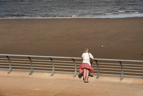 A woman on the north promenade at Blackpool