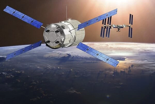 ATV approaching the ISS, artwork