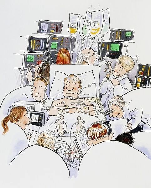 Caricature of an intensive care ward