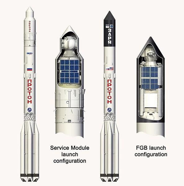 Russian ISS module rockets, artwork