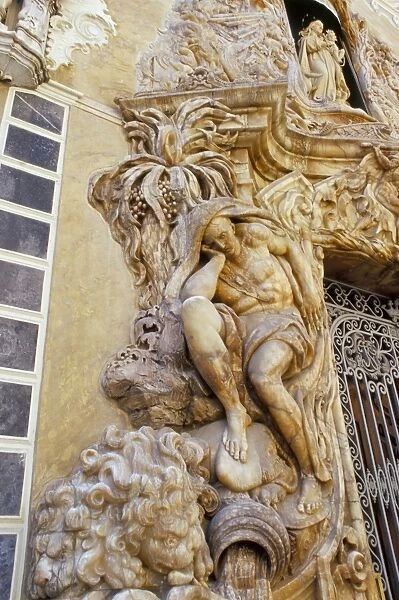 Detail of the 18th century alabaster facade of Marques