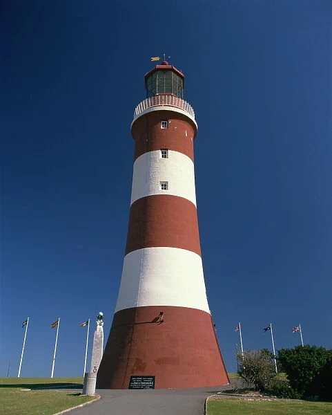 Smeatons Tower lighthouse on The Hoe in Plymouth, Devon, England, United Kingdom, Europe